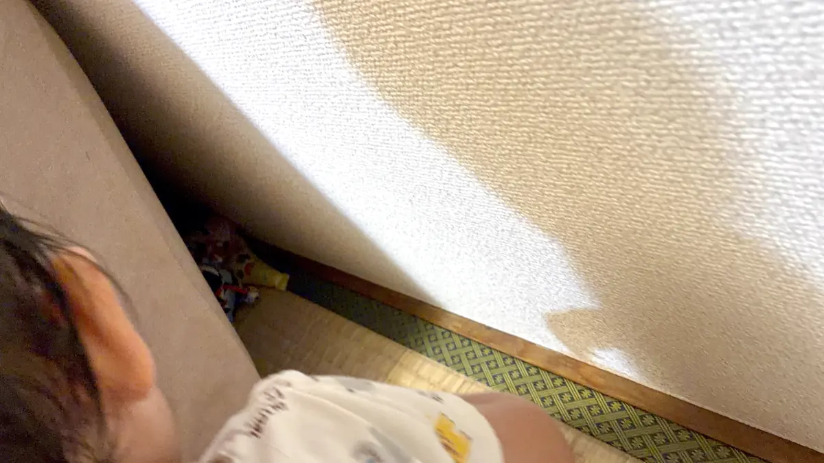 ソファと壁のすき間の奥に入っているおもちゃ
