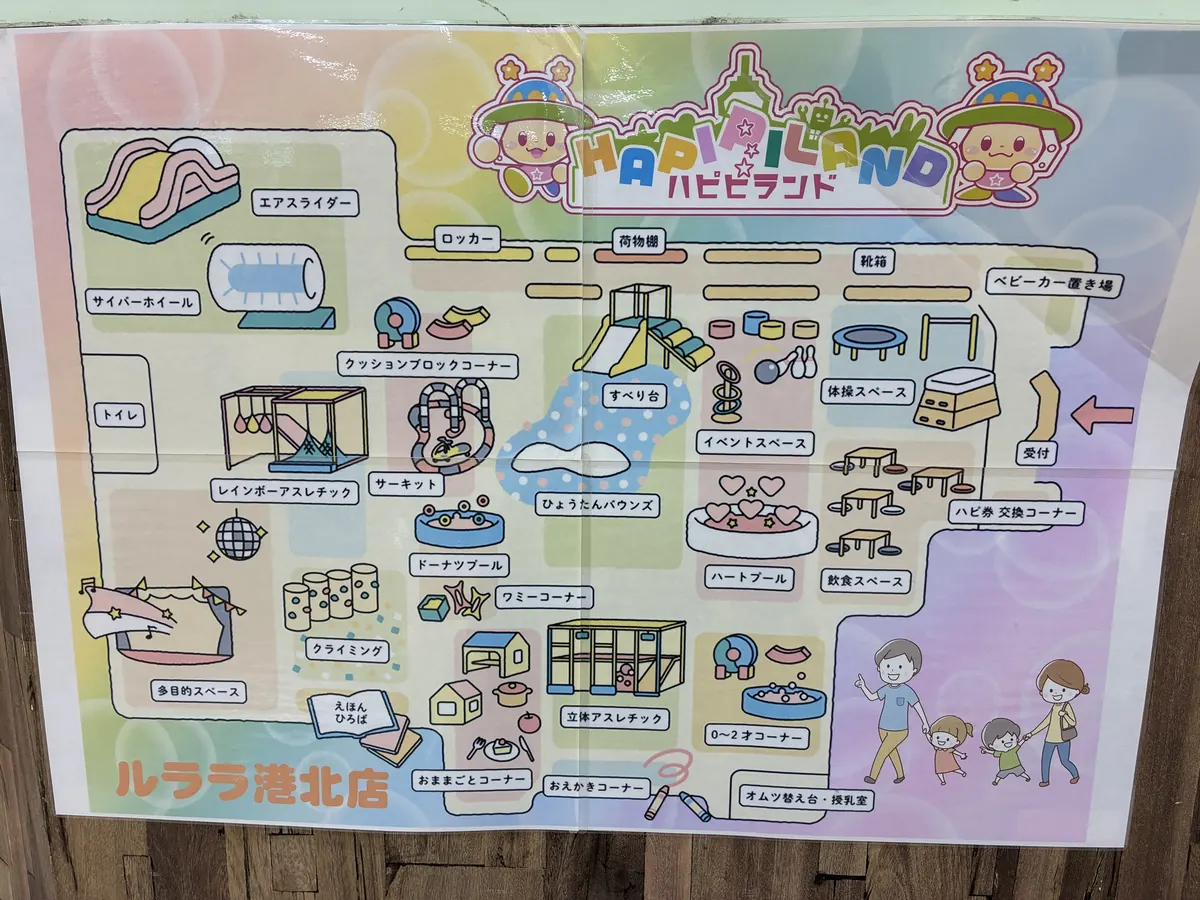 ハピピランド ルララ港北店の館内マップ