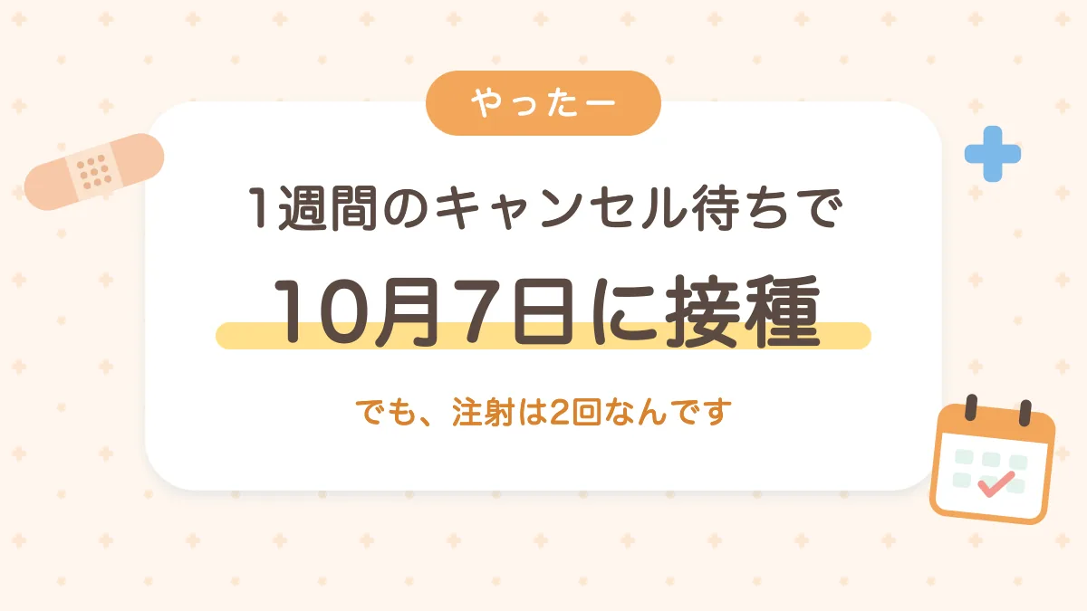 1週間のキャンセル待ちで10月7日にインフルエンザワクチンを接種