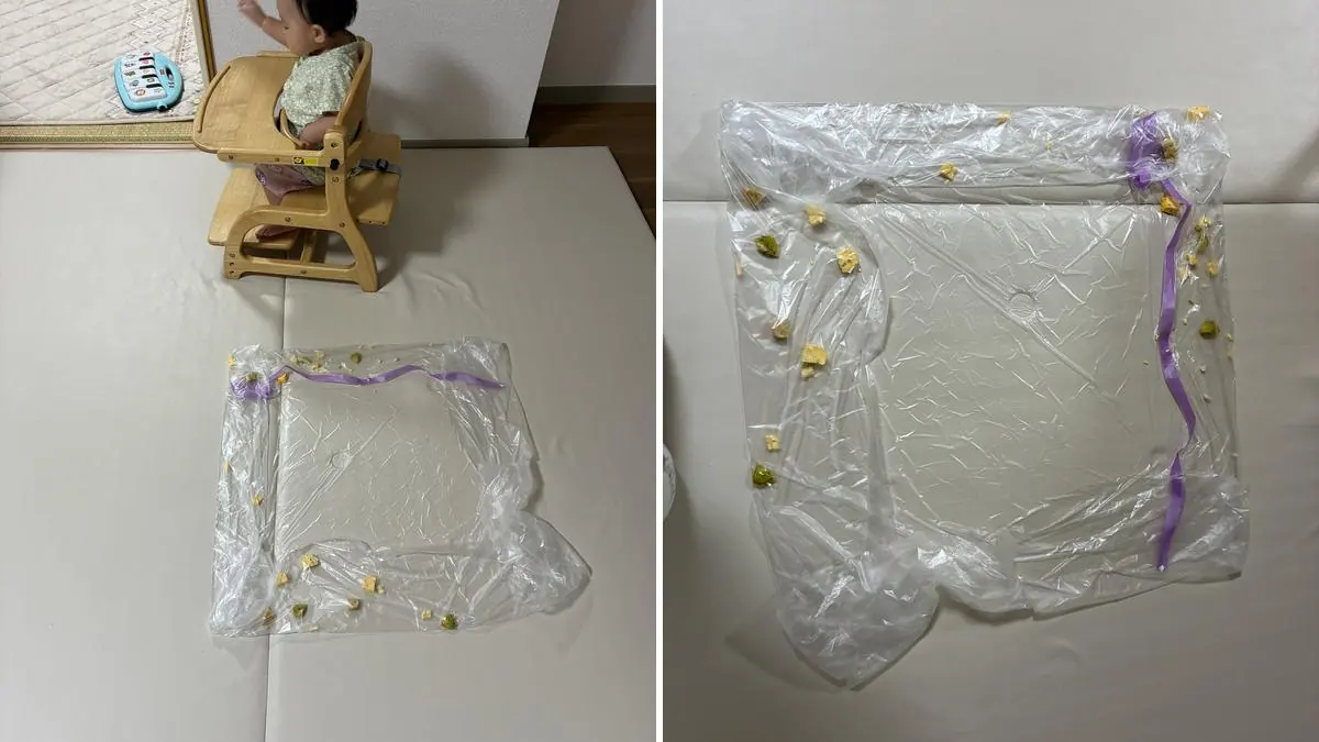 食べこぼしを包むようにまとめたフィルム